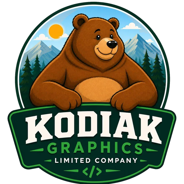 Kodiak Graphics bear mascot, the profile identity of the web design company
